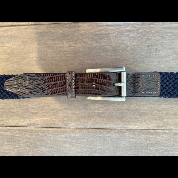 Blue Braided Belt with Brown Snakeskin Buckle - Picture 6 of 7